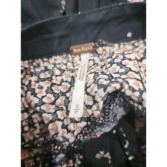 Free People Womens Black Floral Puff Sleeve Boho Cottagecore Peasant Top Small - Picture 7 of 9